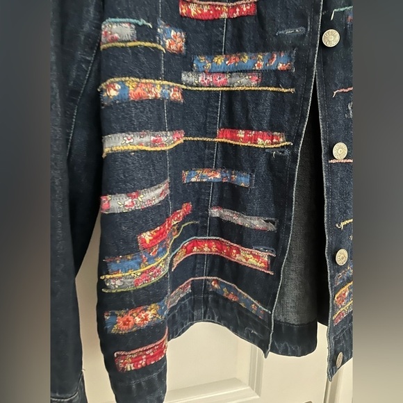 Denim & Co 100% cotton patchwork detail jacket Sz. L - Picture 6 of 9